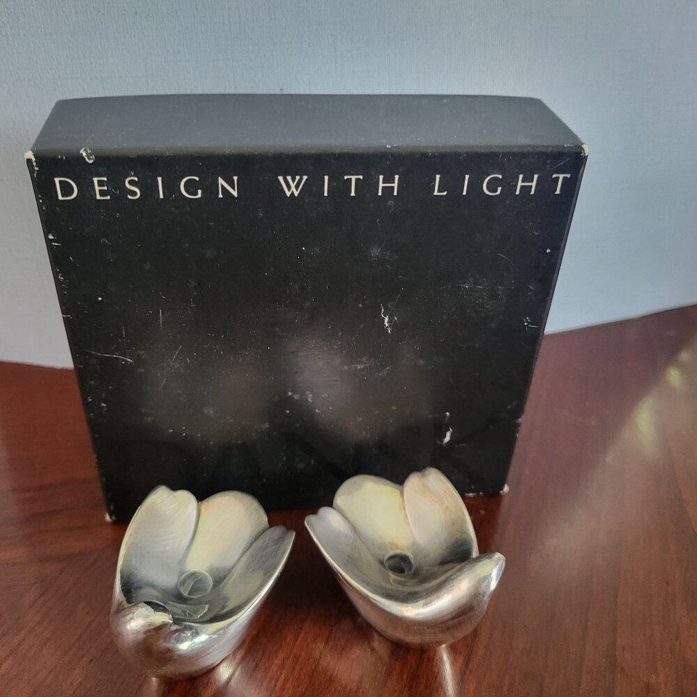 Dansk Design With Light Silver Tulip-Shaped Candle Holders